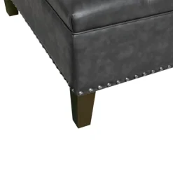 Benches & Ottomans-Kirkland's Home Dark Espresso Button Tufted Leather Ottoman Brown