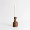 Candle Holders-Kirkland's Home Dark Eucalyptus Wood Taper Candle Holder, 6 In. Brown