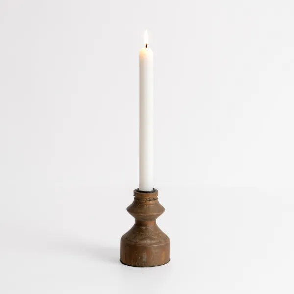 Candle Holders-Kirkland's Home Dark Eucalyptus Wood Taper Candle Holder, 4 In. Brown