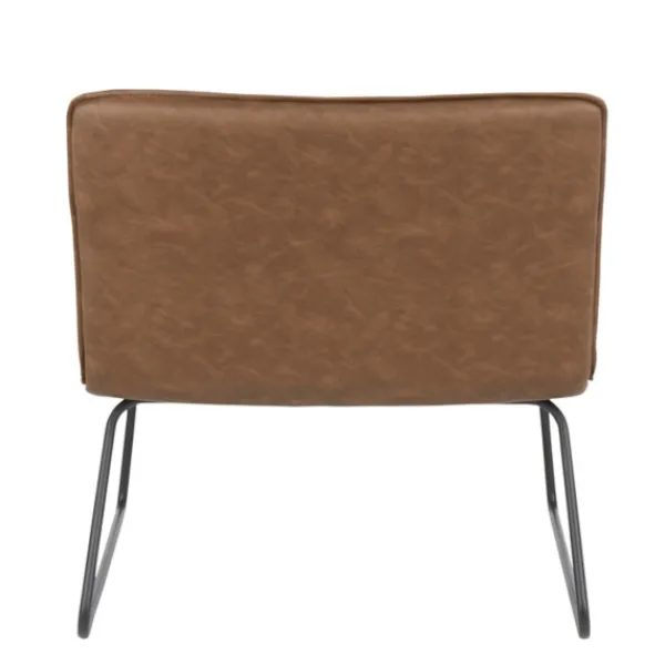 Accent Chairs-Kirkland's Home Dark Faux Leather Sleigh Accent Chair Brown