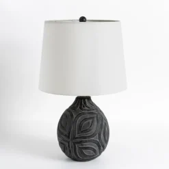 Table Lamps-Kirkland's Home Dark Gray Ceramic Leaf Table Lamp White