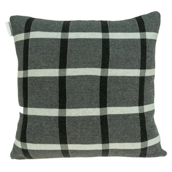 Pillows-Kirkland's Home Dark Gray Plaid Knitted Pillow Gray/Black/White