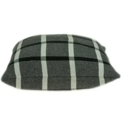 Pillows-Kirkland's Home Dark Gray Plaid Knitted Pillow Gray/Black/White