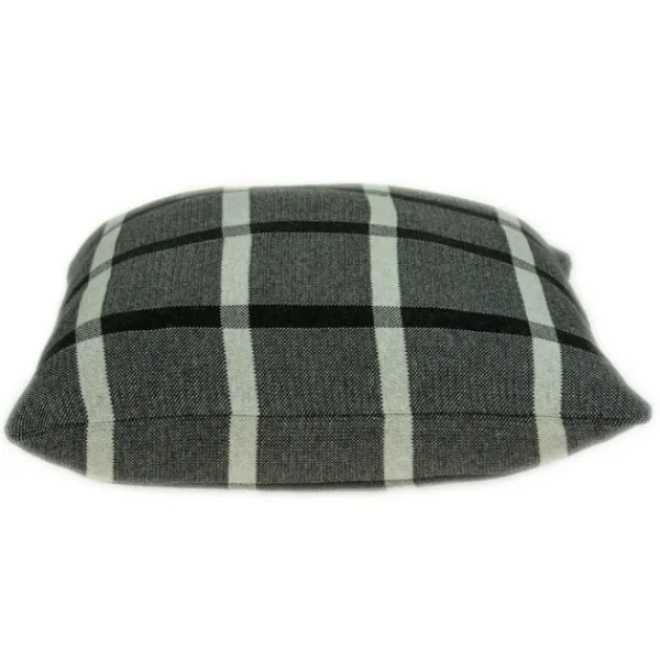 Pillows-Kirkland's Home Dark Gray Plaid Knitted Pillow Gray/Black/White