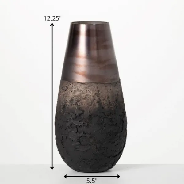 Vases-Kirkland's Home Dark Iridescent Glass Vase, 12 In. Brown