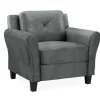 Accent Chairs-Kirkland's Home Dark Kelly Microfiber Rolled Arm Chair Gray