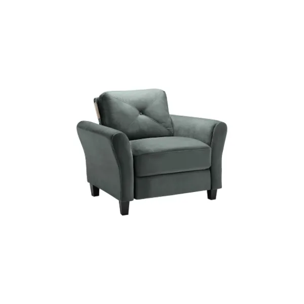 Accent Chairs-Kirkland's Home Dark Kelly Microfiber Rolled Arm Chair Gray