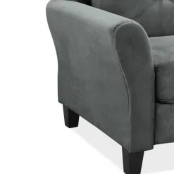 Accent Chairs-Kirkland's Home Dark Kelly Microfiber Rolled Arm Chair Gray