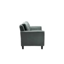 Sofas & Loveseats-Kirkland's Home Dark Kelly Microfiber Rolled Arm Loveseat Gray
