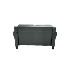 Sofas & Loveseats-Kirkland's Home Dark Kelly Microfiber Rolled Arm Loveseat Gray