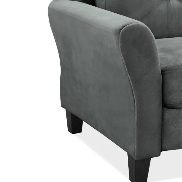 Sofas & Loveseats-Kirkland's Home Dark Kelly Microfiber Rolled Arm Loveseat Gray