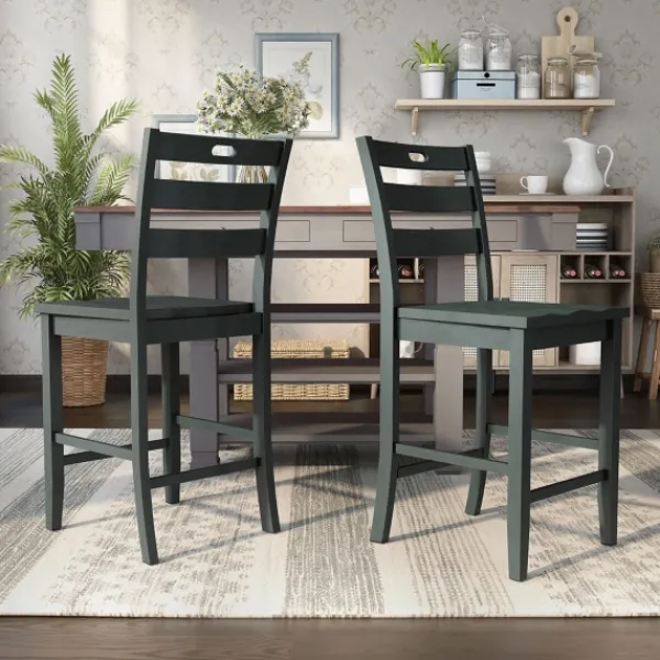 Bar Stools & Counter Height Stools-Kirkland's Home Dark Ladder Counter Stools, Set Of 2 Gray