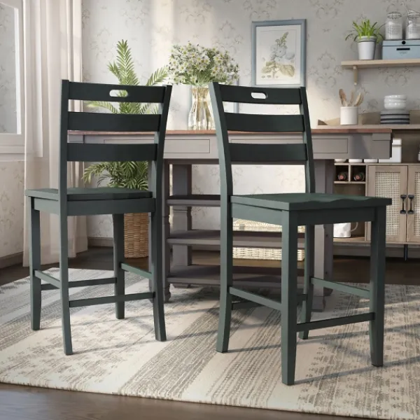 Bar Stools & Counter Height Stools-Kirkland's Home Dark Ladder Counter Stools, Set Of 2 Gray