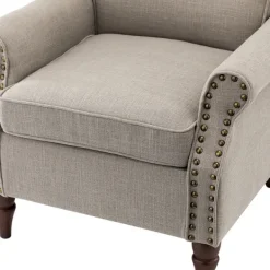 Accent Chairs-Kirkland's Home Dark Miriam Nailhead Trim Armchair Gray