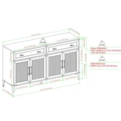 Cabinets & Sideboards-Kirkland's Home Dark Oak Fluted Glass Sideboard Cabinet Brown