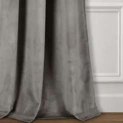 Curtains & Drapes-Kirkland's Home Dark Prima Velvet Curtain Panel Set, 108 In. Gray