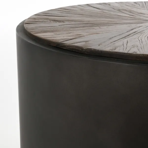Accent & End Tables-Kirkland's Home Dark Reclaimed Elm Wood Drum Accent Table