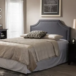Beds & Headboards-Kirkland's Home Dark Scalloped Corner Queen Headboard Gray
