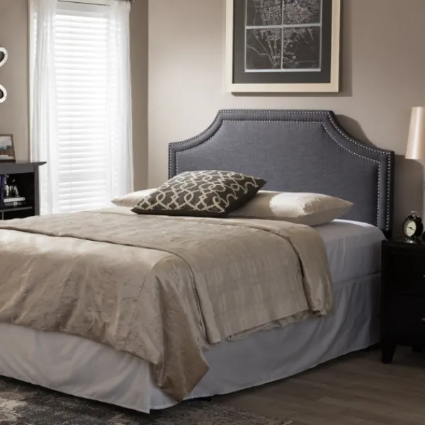 Beds & Headboards-Kirkland's Home Dark Scalloped Corner Queen Headboard Gray