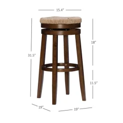 Bar Stools & Counter Height Stools-Kirkland's Home Dark Seagrass Swivel Bar Stool Brown