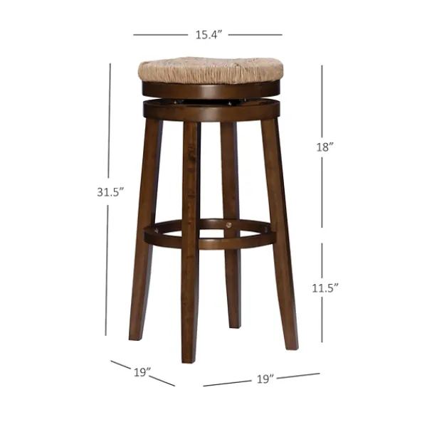Bar Stools & Counter Height Stools-Kirkland's Home Dark Seagrass Swivel Bar Stool Brown