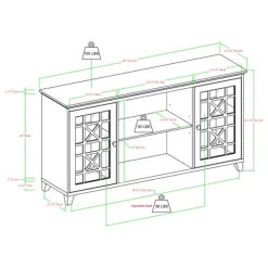 Cabinets & Sideboards-Kirkland's Home Dark Teal Fretwork 2-Door Sideboard Blue