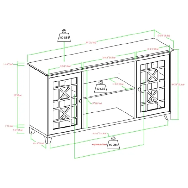 Cabinets & Sideboards-Kirkland's Home Dark Teal Fretwork 2-Door Sideboard Blue