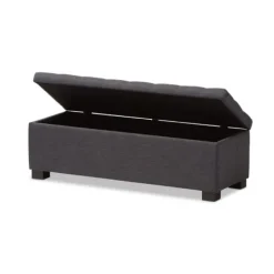 Entryway Furniture-Kirkland's Home Dark Tufted Contemporary Storage Bench Gray