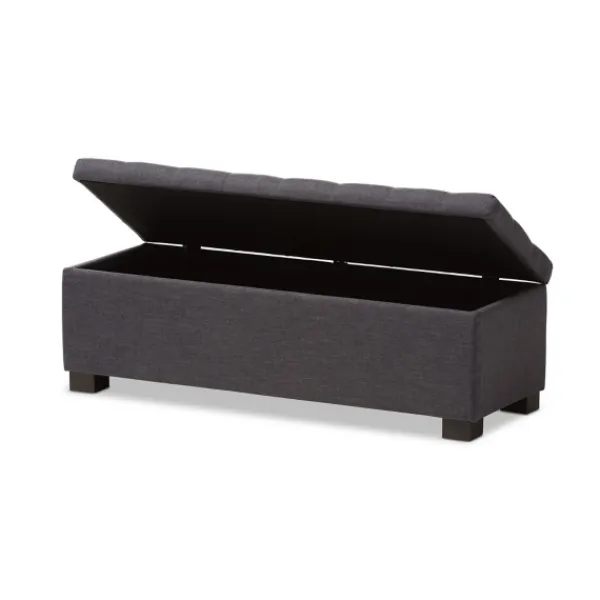 Entryway Furniture-Kirkland's Home Dark Tufted Contemporary Storage Bench Gray