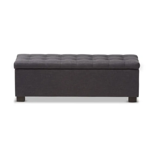Entryway Furniture-Kirkland's Home Dark Tufted Contemporary Storage Bench Gray