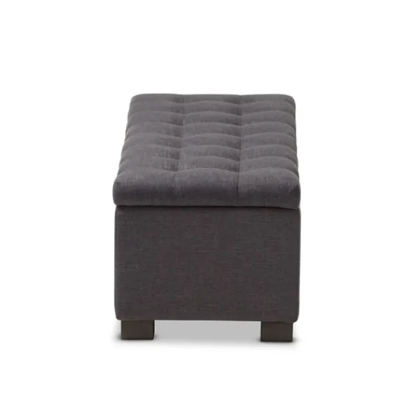 Entryway Furniture-Kirkland's Home Dark Tufted Contemporary Storage Bench Gray