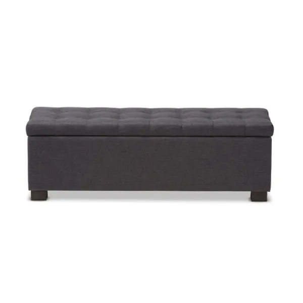 Entryway Furniture-Kirkland's Home Dark Tufted Contemporary Storage Bench Gray
