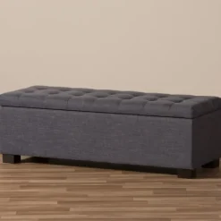 Entryway Furniture-Kirkland's Home Dark Tufted Contemporary Storage Bench Gray