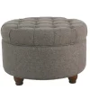 Benches & Ottomans-Kirkland's Home Dark Tufted Round Storage Ottoman Gray