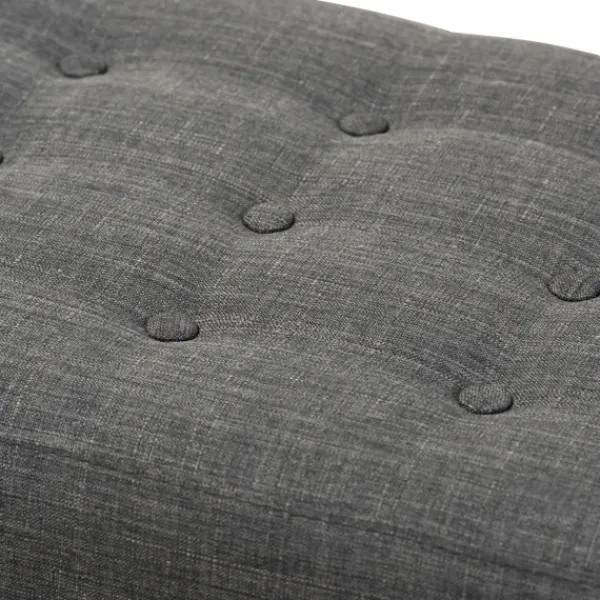 Benches & Ottomans-Kirkland's Home Dark Tufted Walnut Wood Bench Gray