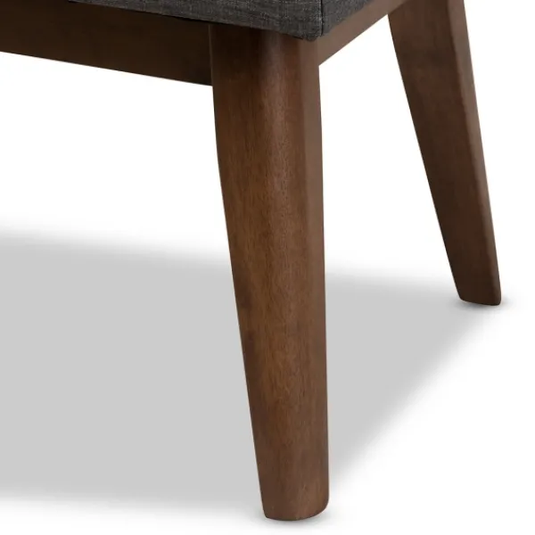 Benches & Ottomans-Kirkland's Home Dark Tufted Walnut Wood Bench Gray