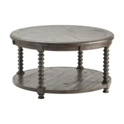 Coffee Tables-Kirkland's Home Dark Turned Legs Cofee Table Gray