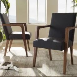 Accent Chairs-Kirkland's Home Dark Upholstered Wooden Accent Chair Gray