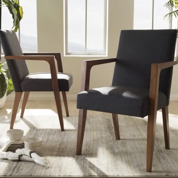 Accent Chairs-Kirkland's Home Dark Upholstered Wooden Accent Chair Gray