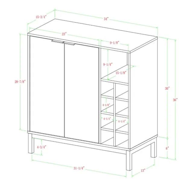 Cabinets & Sideboards-Kirkland's Home Dark Walnut Bar Cabinet With Wine Storage Brown