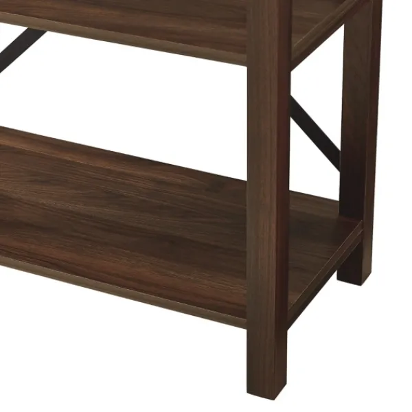Bookshelves-Kirkland's Home Dark Walnut Farmhouse Metal Bookcase Brown