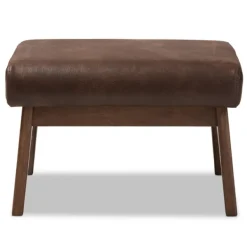 Benches & Ottomans-Kirkland's Home Dark Walnut Faux Leather Ottoman Brown