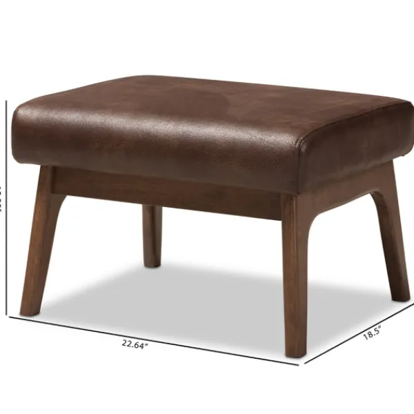 Benches & Ottomans-Kirkland's Home Dark Walnut Faux Leather Ottoman Brown