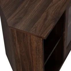 Tv Stands & Media Consoles-Kirkland's Home Dark Walnut Glass Door Corner Tv Stand Brown