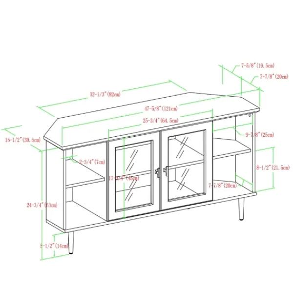 Tv Stands & Media Consoles-Kirkland's Home Dark Walnut Glass Door Corner Tv Stand Brown
