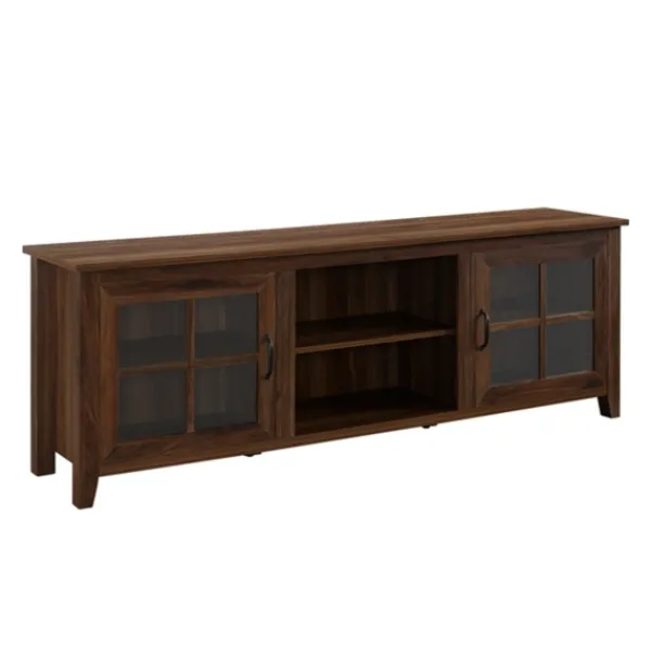 Tv Stands & Media Consoles-Kirkland's Home Dark Walnut Glass Door Tv Stand Brown
