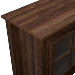 Tv Stands & Media Consoles-Kirkland's Home Dark Walnut Glass Door Tv Stand Brown