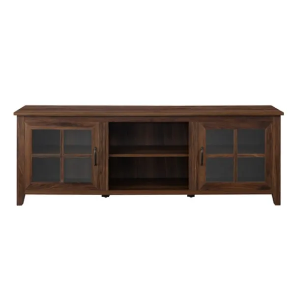 Tv Stands & Media Consoles-Kirkland's Home Dark Walnut Glass Door Tv Stand Brown