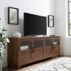 Tv Stands & Media Consoles-Kirkland's Home Dark Walnut Glass Paneled Door Tv Stand Brown