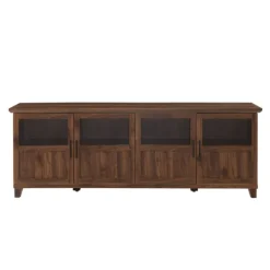 Tv Stands & Media Consoles-Kirkland's Home Dark Walnut Glass Paneled Door Tv Stand Brown
